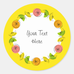 Citrus Circle Yellow Text sticker round
