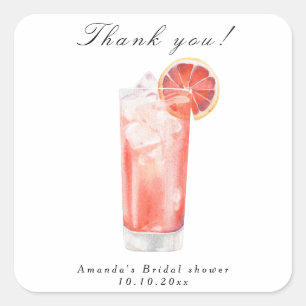 Citrus Cocktail Bridal Shower Square Sticker