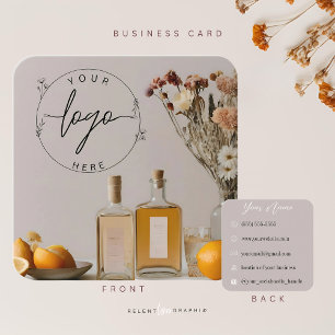 Citrus Cocktails Boho Flowers Square Business Card