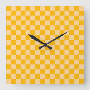 Citrus cream checkered board pattern square wall clock