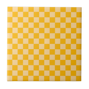 Citrus cream checkered board pattern tile