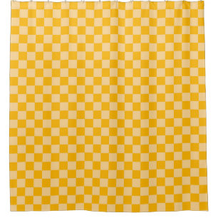 Citrus cream chequered board pattern shower curtain