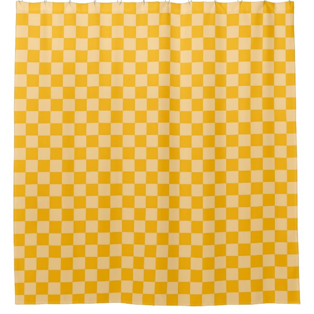Citrus cream chequered board pattern shower curtain (Front)