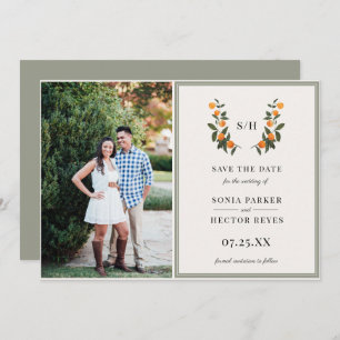 Citrus Crest Monogram Photo Save The Date