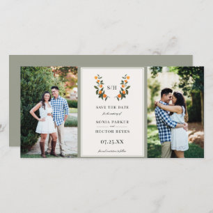 Citrus Crest Monogram Photo Save The Date