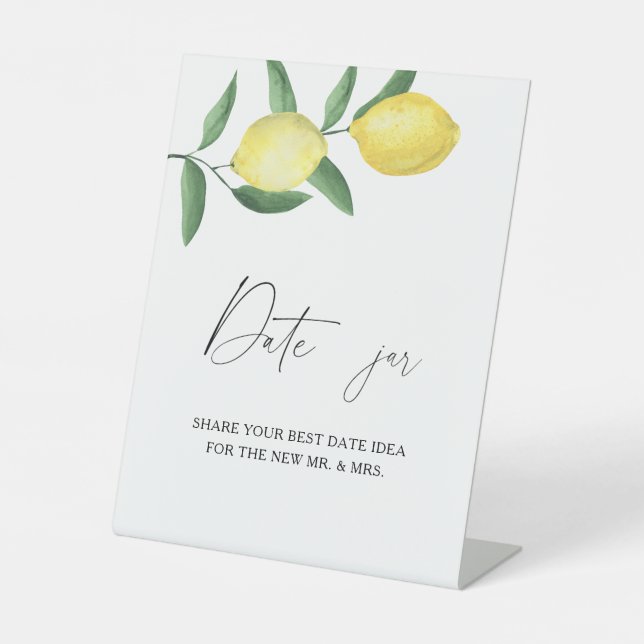 Citrus - date night ideas. Date jar bridal game  Pedestal Sign (Front)