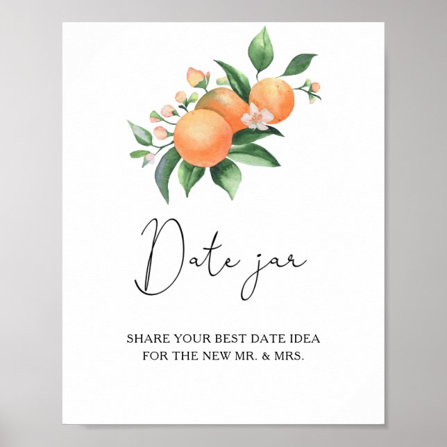 Citrus - date night ideas. Date jar bridal game Poster (Front)