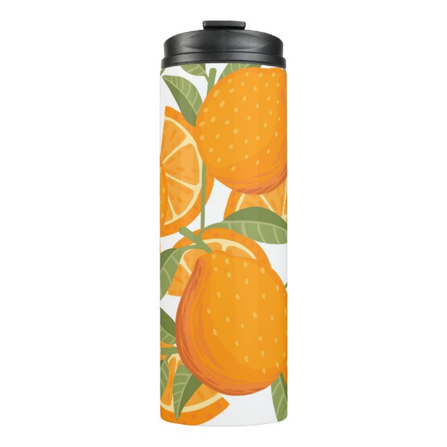 Citrus Delight: Orange Fruit Pattern Thermal Tumbler (Front)