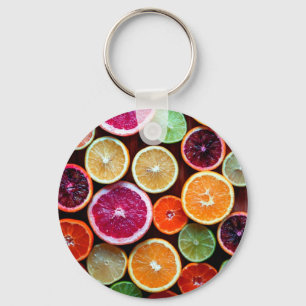 Citrus Dream Lemon Lime Orange Fruit Key Ring