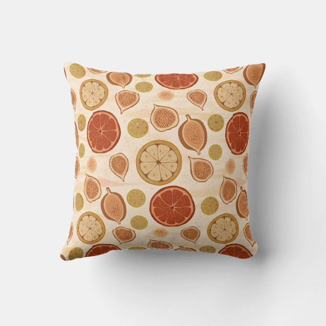 Citrus & Fig Mediterranean Kitchen Botanical Patrn Cushion (Back)