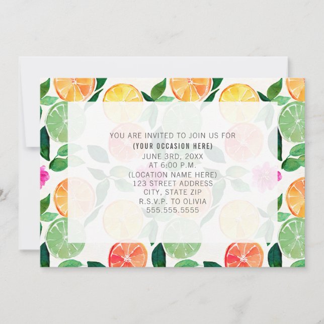Citrus Floral All Purpose Generic Party Invitation (Front)