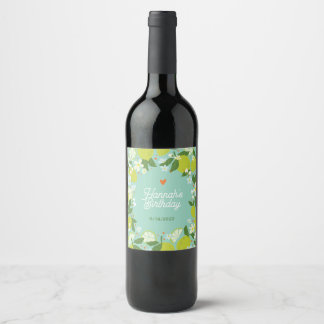 Citrus Floral Birthday Wine Label
