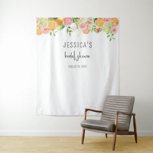 Citrus Floral Bridal Shower Backdrop Photo booth Tapestry