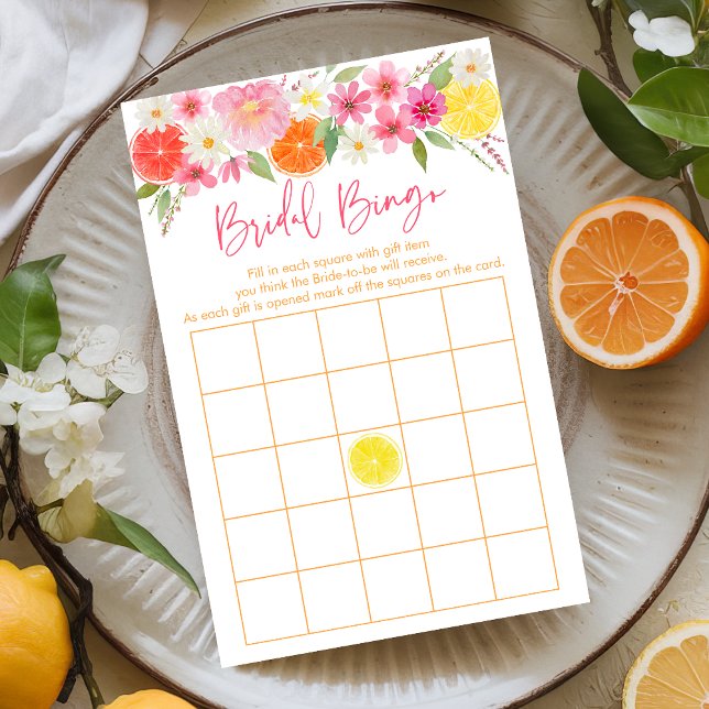 Citrus Floral Bridal Shower Bingo Game (Creator Uploaded)