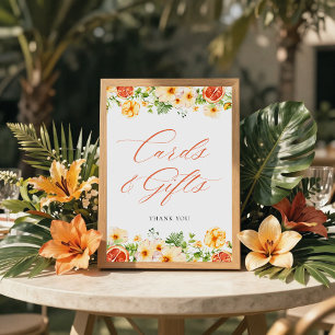 Citrus Floral Bridal Shower Cards and Gifts Sign