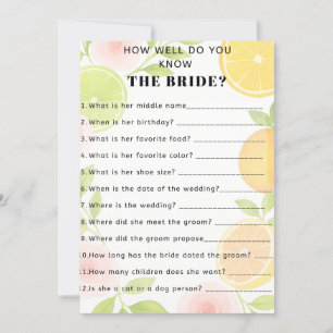 Citrus Floral Bridal Shower Game Invitation