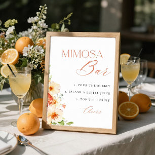 Citrus Floral Bridal Shower Mimosa Bar Sign