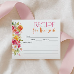 Citrus Floral Bridal Shower Recipe Card