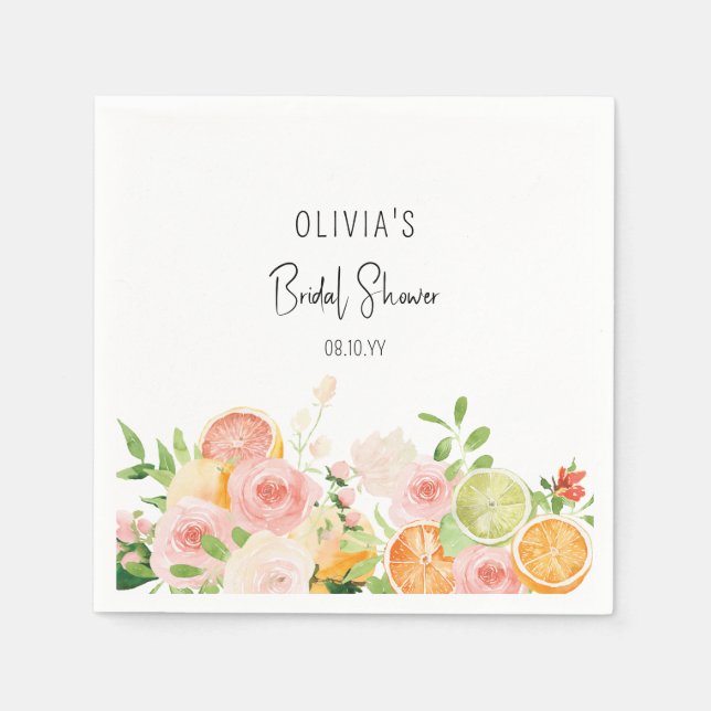 Citrus Floral Bridal Shower Shower Napkin (Front)