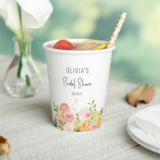 Citrus Floral Bridal Shower Shower Paper Cups (Insitu)