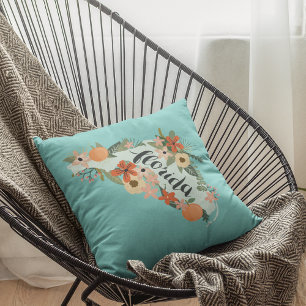 Citrus Floral Florida State Silhouette Cushion