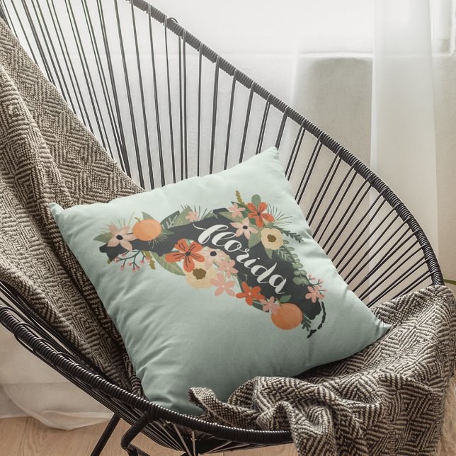Citrus Floral Florida State Silhouette Cushion (Creator Uploaded)