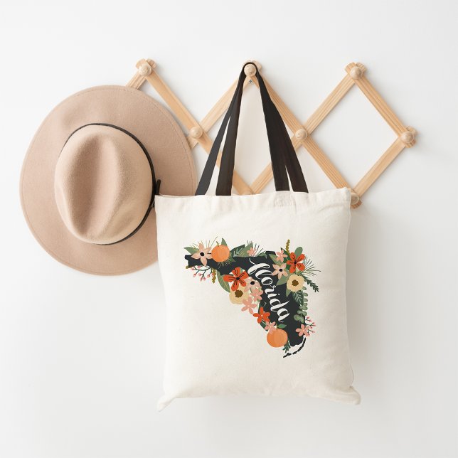 Citrus Floral Florida State Silhouette Tote Bag (Creator Uploaded)
