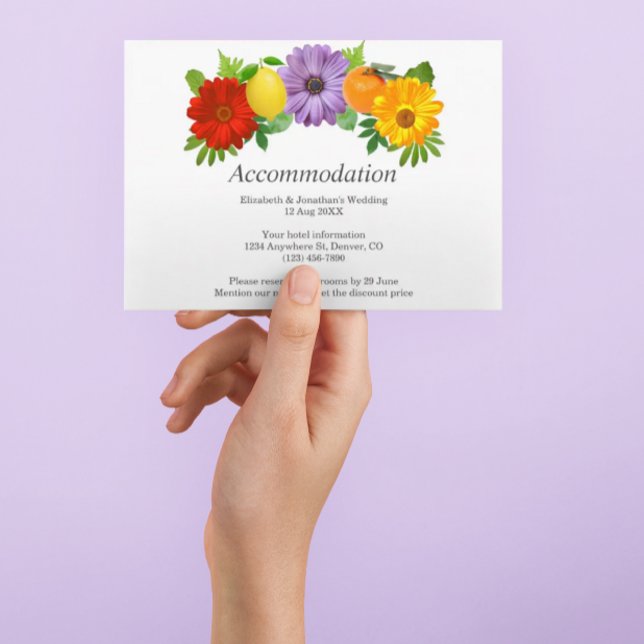 Citrus Floral Garden Wedding Accommodation Enclosure Card (Creator Uploaded)