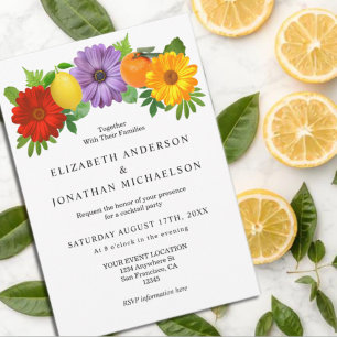 Citrus Floral Garden Wedding Cocktail Party Invitation