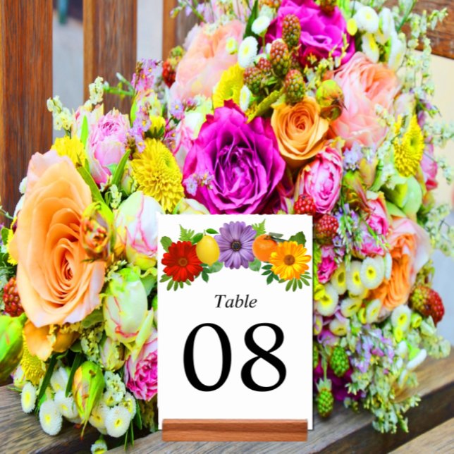 Citrus Floral Garden Wedding Table Number (Creator Uploaded)