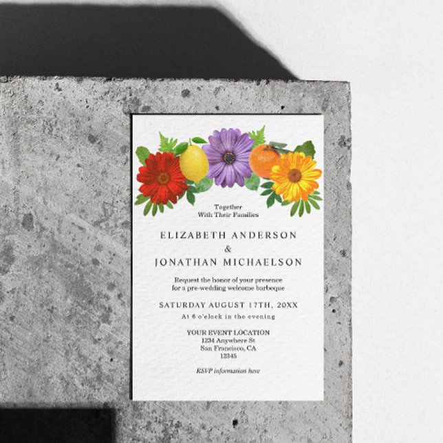 Citrus Floral Garden Wedding Welcome Party Enclosure Card (Creator Uploaded)