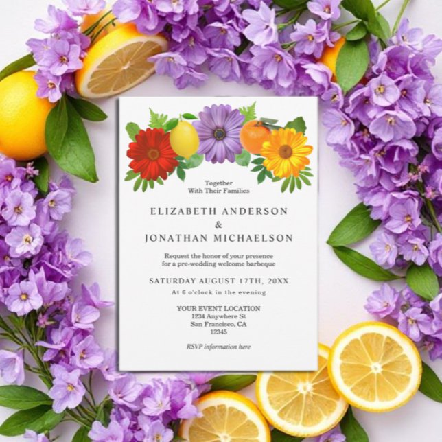Citrus Floral Garden Wedding Welcome Party Invitation (Creator Uploaded)