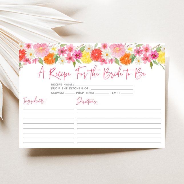 Citrus Floral Lemon Orange Bridal Recipe Cards (Creator Uploaded)