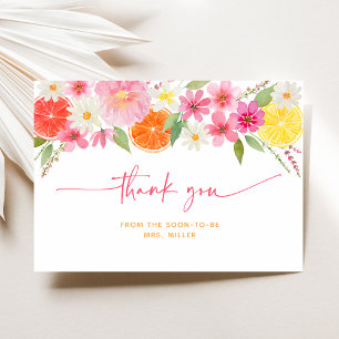 Citrus Floral Lemon Orange Bridal Shower Thank You Card