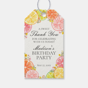 Citrus Floral Little Cutie Birthday Party Favours Gift Tags
