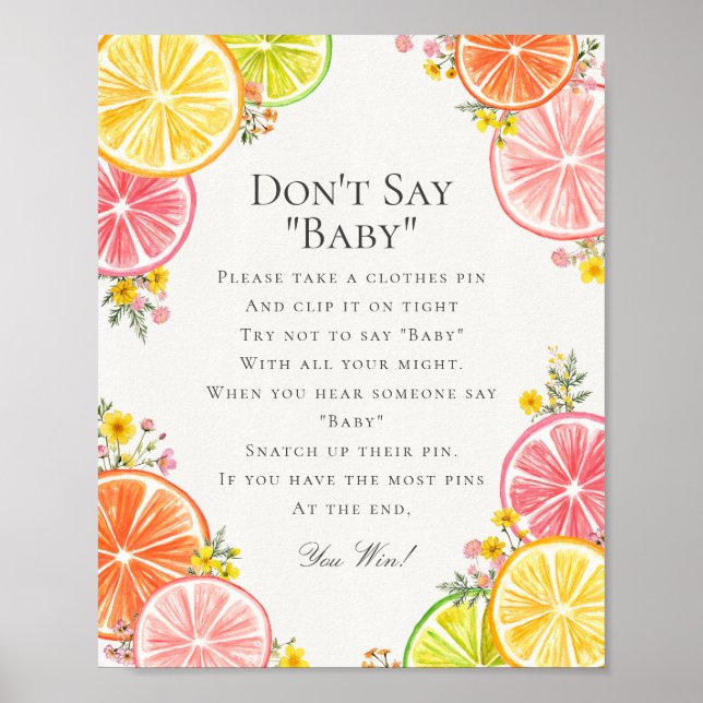 Citrus Floral Little Cutie Dont Say Baby Game Poster (Front)