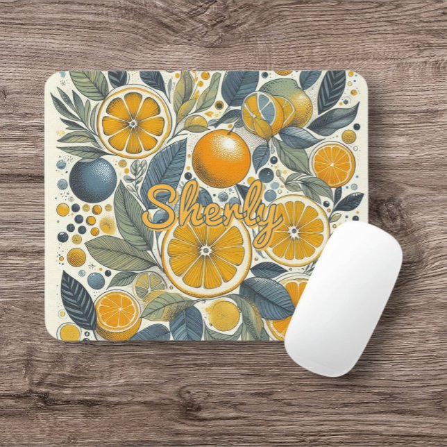 Citrus Floral Pattern Vibrant Botanical Summer Mouse Pad (Creator Uploaded)