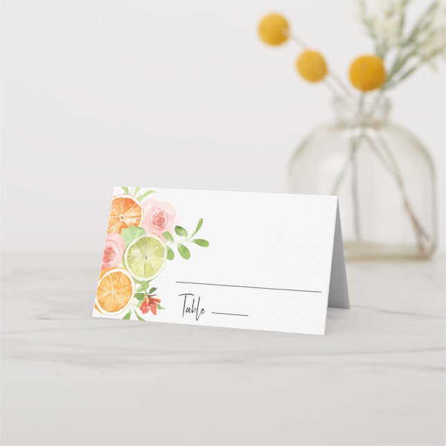 Citrus floral Wedding  Place card (Front)