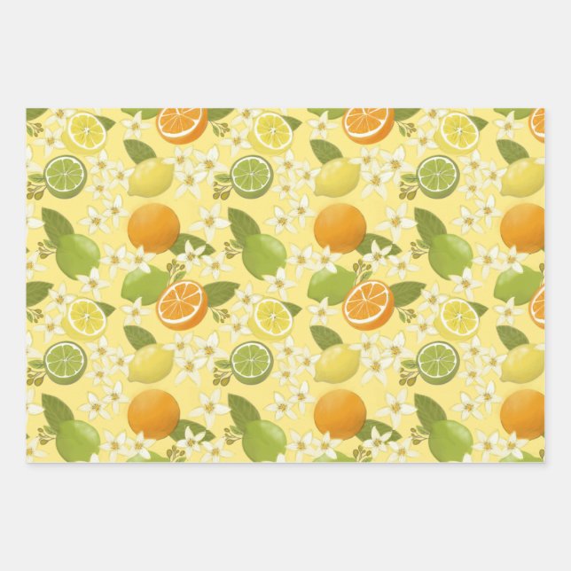 Citrus Fruit and Blossom Wrapping Paper  (Front)