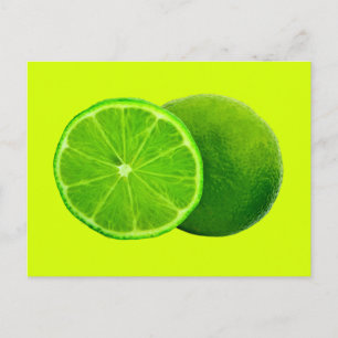 Citrus Fruit, Bright Green Slice of Lime Postcard