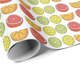 Citrus Fruit Colourful Summer Birthday Party Wrapping Paper