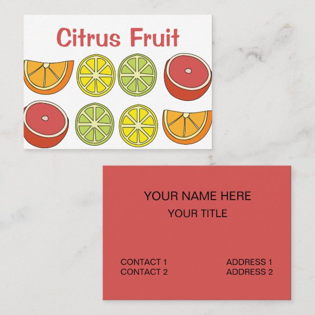 Citrus Fruit Colourful Tropical Nutrition Business Card (Front/Back)