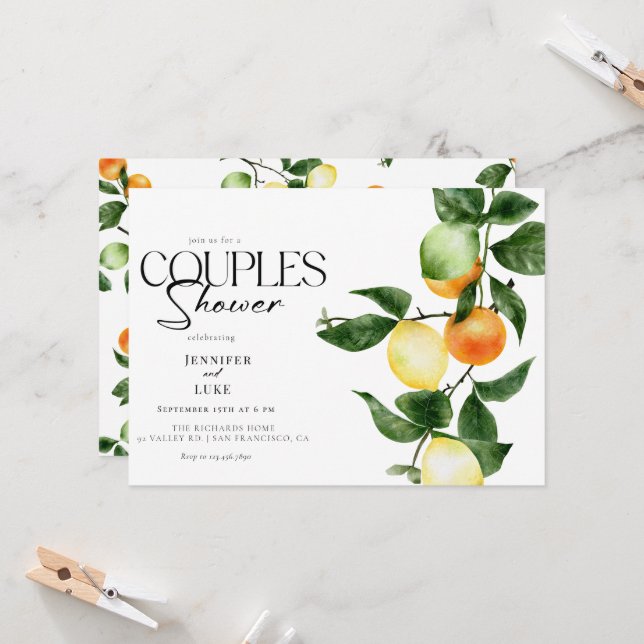 Citrus Fruit | Couples Shower Invitations (Front/Back In Situ)