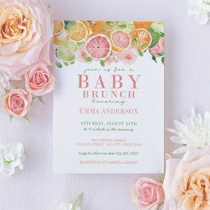 Citrus Fruit & Flowers Baby Brunch Invitation