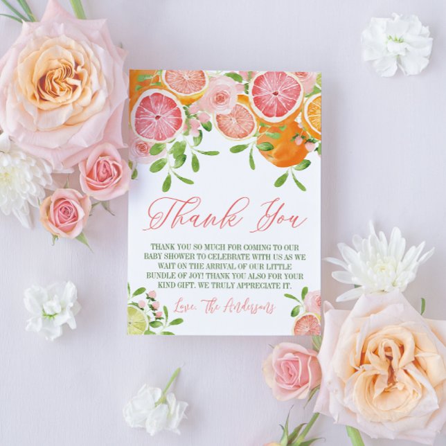 Citrus Fruit & Flowers Baby Shower Thank You Card (Creator Uploaded)