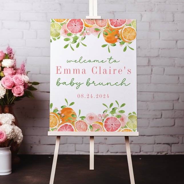 Citrus Fruit & Flowers Baby Shower Welcome Sign (Creator Uploaded)