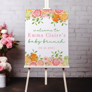 Citrus Fruit & Flowers Baby Shower Welcome Sign