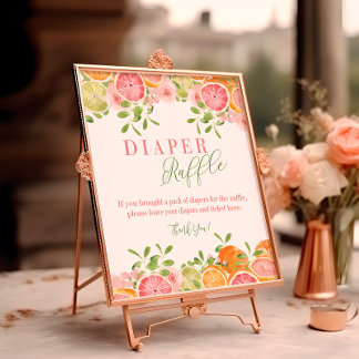 Citrus Fruit & Flowers Diaper Raffle Table Sign