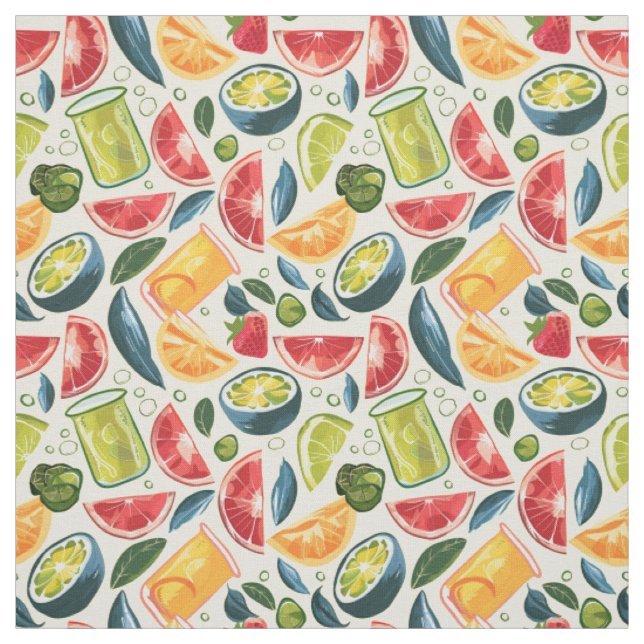 Citrus Fruit & Juice Seamless Pattern Fabric (Swatch)