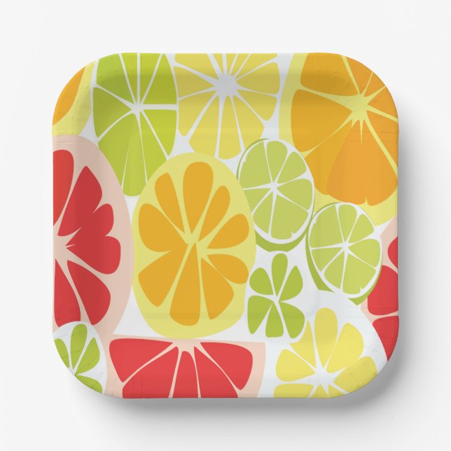 Citrus Fruit Party Paper Plate (Front)